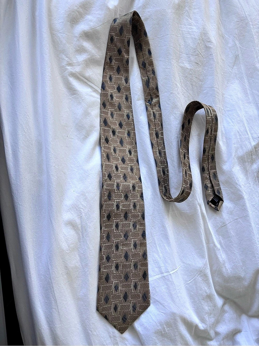 Ernesto Fürstenberg 100% Silk Geometric Tie in Brown & Grey NWT